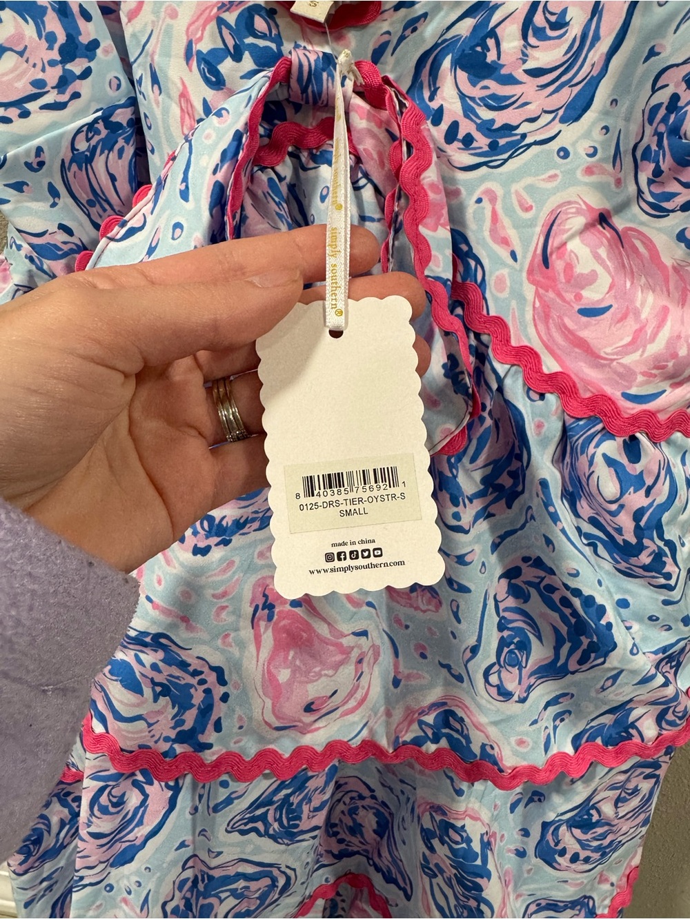 NWT Floral Tiered Summer Dress with Pink Trim - Picture 3 of 5